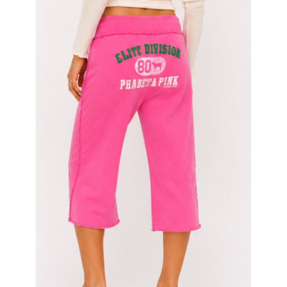 Vintage PINK Victoria's Secret Y2K Hot Pink Capri Sweatpants Wide Leg XS